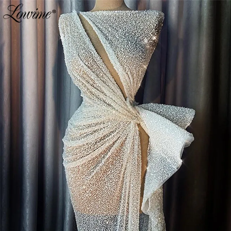 Женское вечернее платье с вырезом лодочкой белое вышивкой бисером юбкой годе