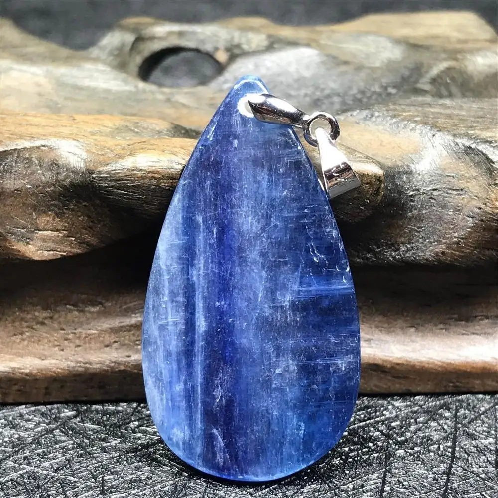 Топ Натуральный Синий Кианит кулон для женщин и мужчин капли воды камень 36x19x6 мм
