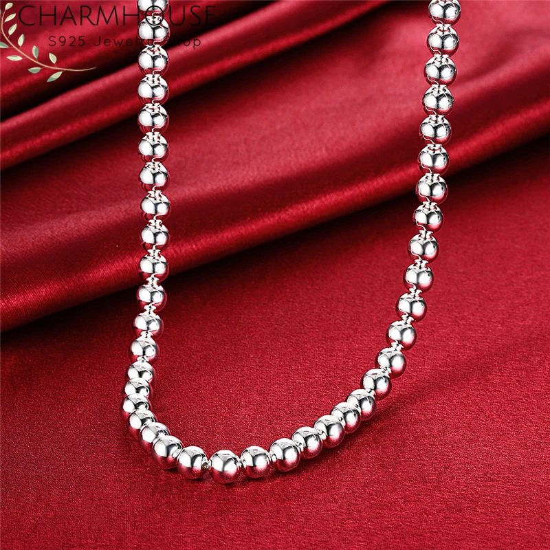 Серебряные ожерелья для женщин, 925 пробы, серебро, 10 мм, Будда, бусина, цепочка, колье, модные ювелирные изделия, аксессуары, бижутерия, подарки