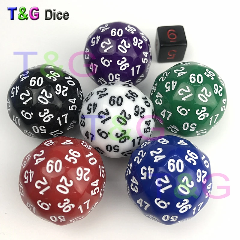 T &amp G игральные кости Высокое качество Черный 60 сторонний D60 большие игрушки DND rpg