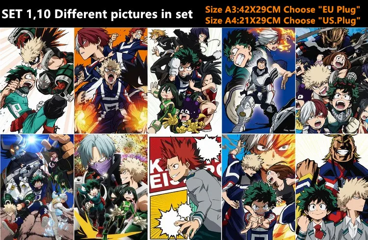 10 шт./лот аниме боку no Hero Академия постеры наклейки игрушки Izuku Katsuki Shouto All May My