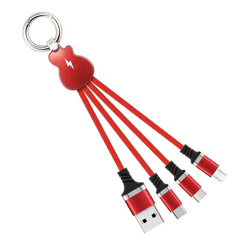 16 см USB кабель для iPhone 11 XS X 8 Зарядка 3 в 1 Micro Type C портативный брелок синхронизации