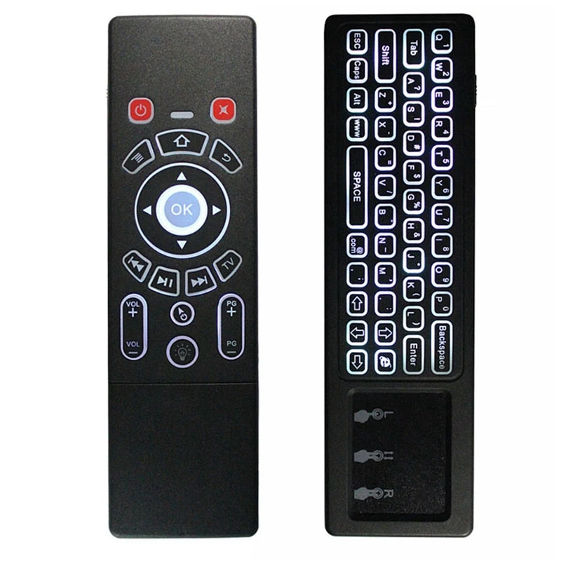 

Air Mouse Rechargeable Remote Control Mini Wireless Keyboard with Backlit for Android TV Box PC Projector HTPC Etc Black