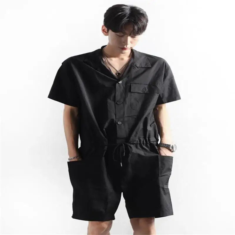 Men's One-Piece Shorts Summer New Yamamoto Style Fashion Trend Hip Hop Street Straight Casual Loose Oversized Jumpsuit