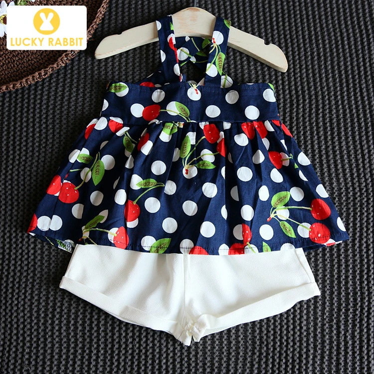 Топы с вишневым принтом красивая детская одежда для девочек жилет комплект из 2