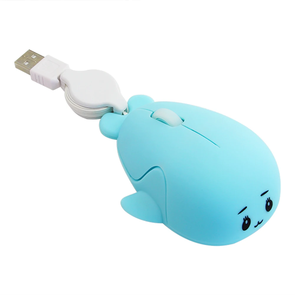 Розовый милый Дельфин мини компьютерная мышь Выдвижной Usb кабель проводной оптический Mause 3D животное эргономичные маленькие мыши для детей ПК ноутбук