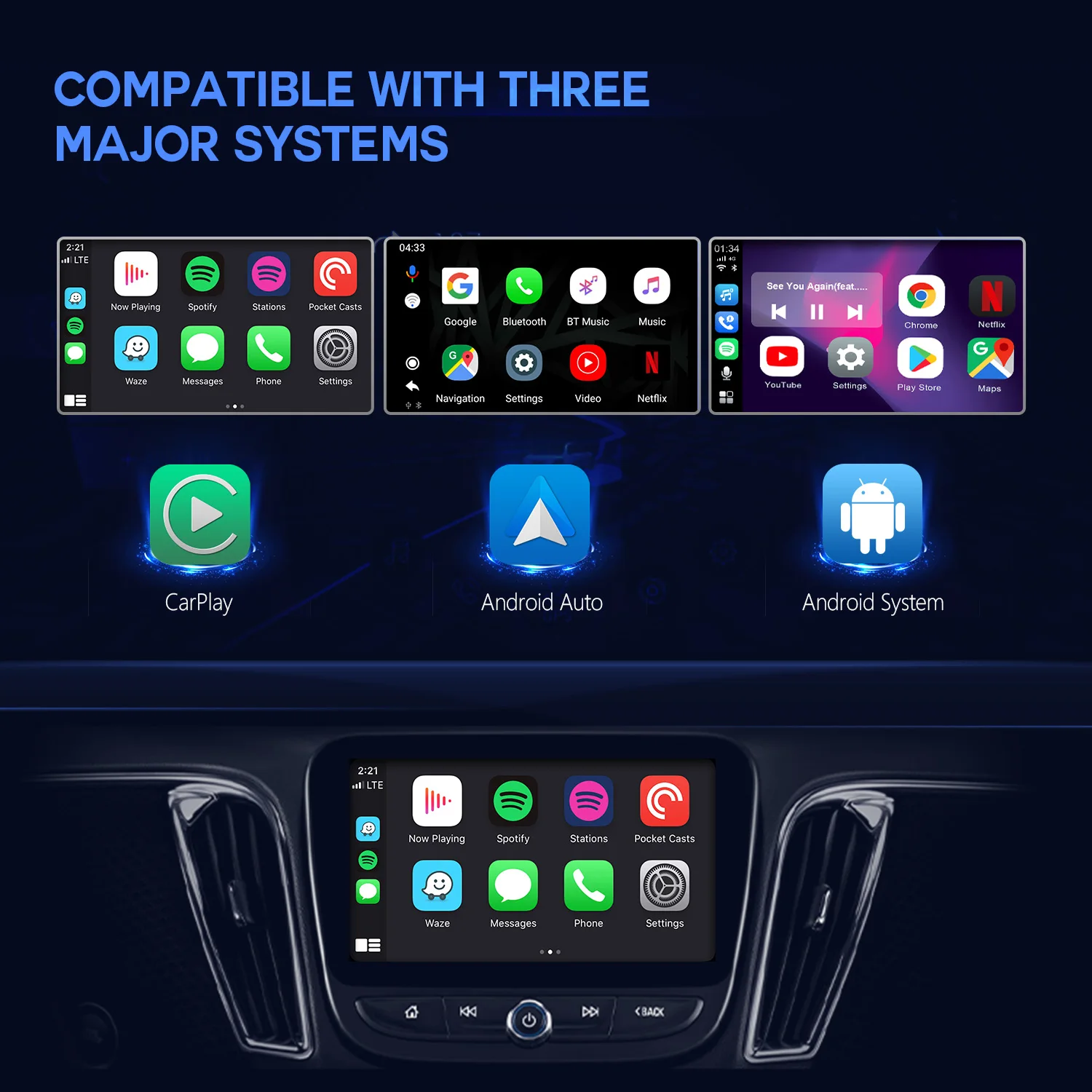 Оригинальный сенсорный экран OTTOCAST CarPlay AI Box 4 + 64 ГБ с кожаной поверхностью