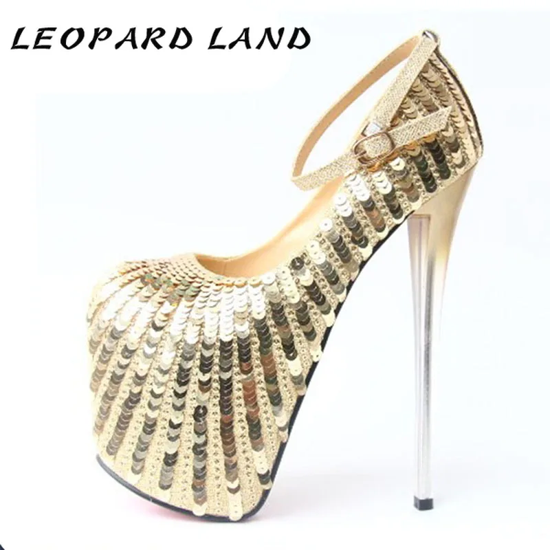 LTARTA/женские пикантные туфли лодочки на каблуке 20 см очень высоком золотистого