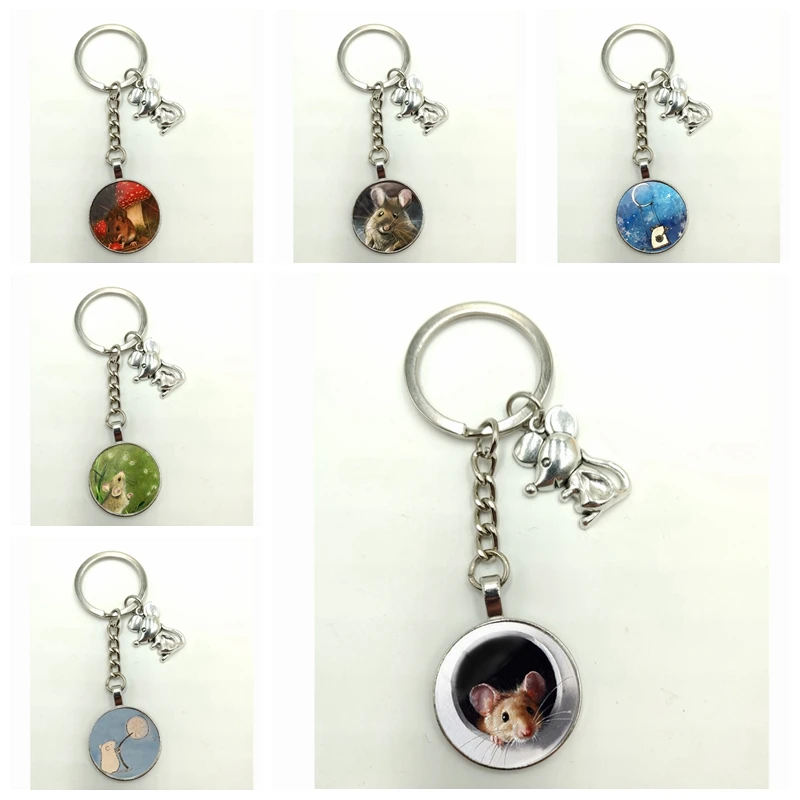 Тепло! Брелок для ключей из сплава с изображением крысы выпуклого стекла 2020 |