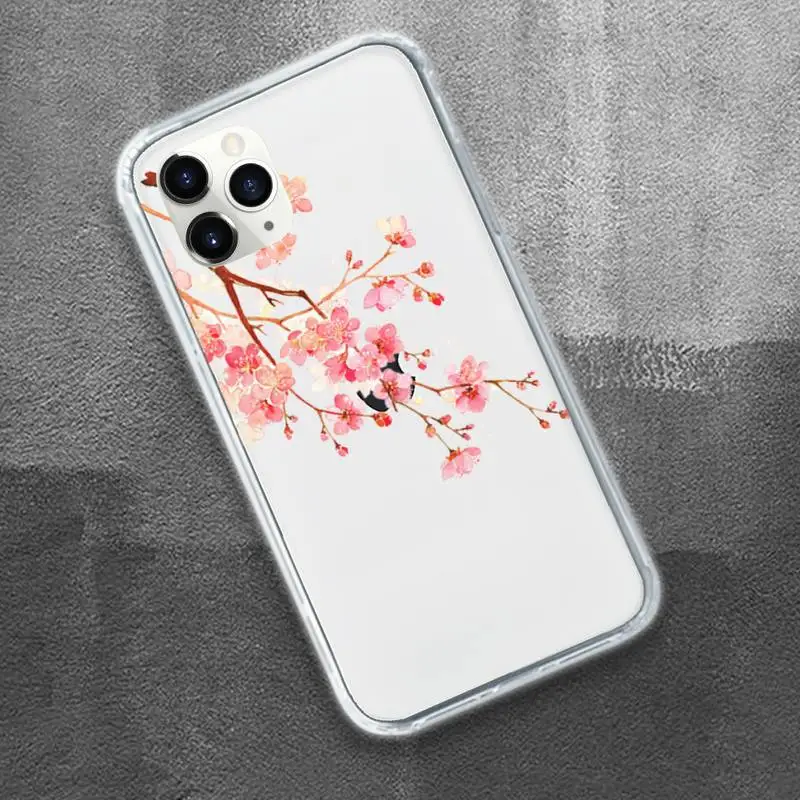 

Cartoon sakura wallpaper beautiful Phone Case Transparent for iPhone 11 12 mini pro XS MAX 8 7 6 6S Plus X 5S SE 2020 XR