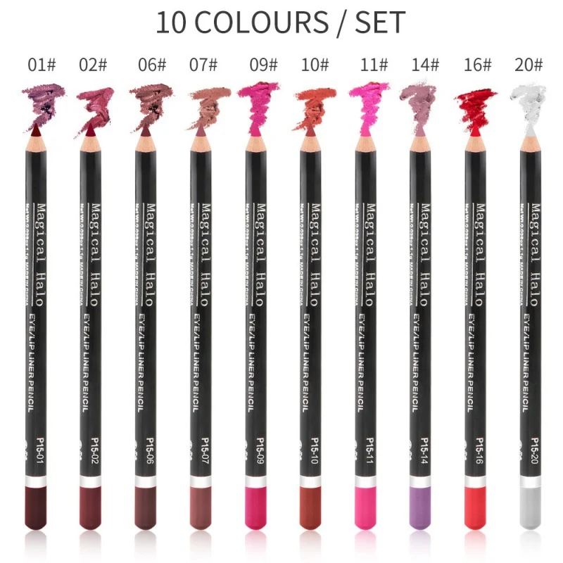 Magical Halo 10-color Lip Liner Kit Long-lasting Waterproof Non-stick Cup Pencil Set Beauty Makeup Cosmetic | Красота и здоровье