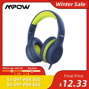 Проводные детские наушники Mpow CH6, 85 дБ, с разъемом AUX 3,5 мм, для MP3, MP4, ПК, телефонов, ноутбуков, из пищевого материала