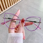 Новые женские очки с оправой полые кошачий глаз из сплава женские очки с блокировкой сисветильник пользовательские очки для чтения при близорукости и гиперметропии