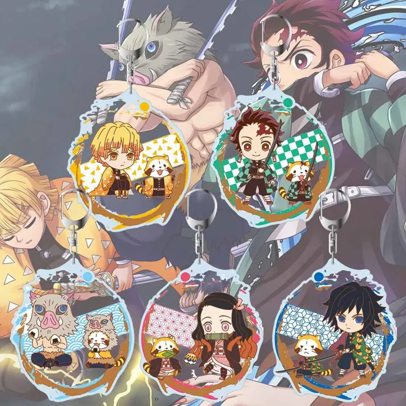 

Demon Slayer Cute Anime Keychain Acrylic Blade Of Ghost Kawaii Key Chains Classic Anime Key Fans Jewelry For Gifts