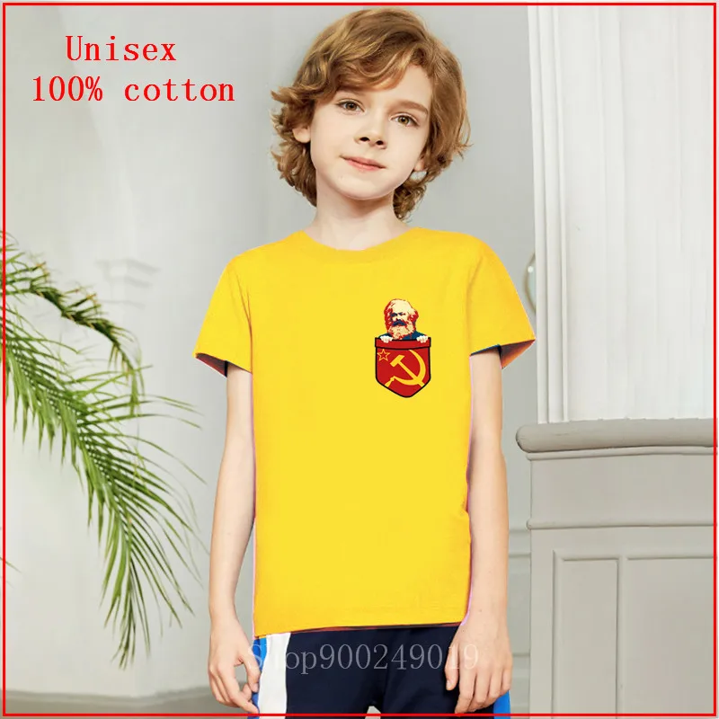 2020 Summer Newest Designer Product Especial for Kids Karl Marx Communism Chest Pocket Funny Cute Boys T-shirts Children Tops |