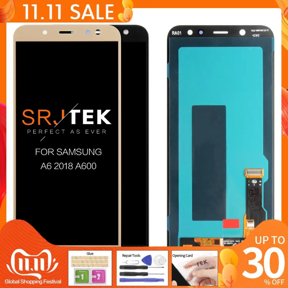

ЖК-дисплей 5,6 дюйма для SAMSUNG Galaxy A6 2018 A600, сенсорный экран с дигитайзером в сборе для A6 A600F A600FN, запасные части, оригинал