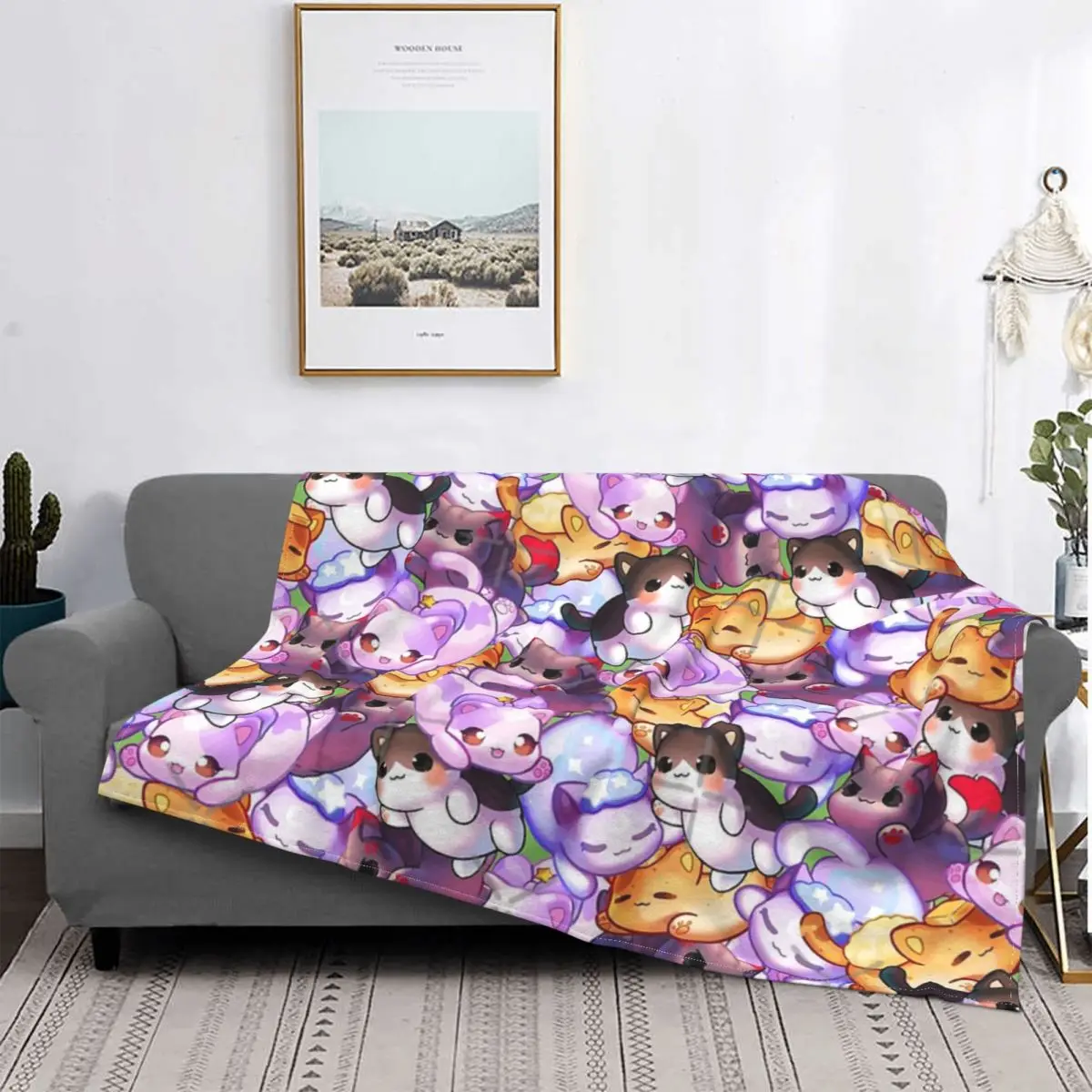 

Aphmau-Manta de gato de Anime para cama, edredones a cuadros, cubierta de playa, manta de verano, colchas para camas