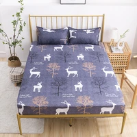 bedding sets cartoons printed bed fitted sheet elk queen size mattress cover protector single double elastic band bed sheet set