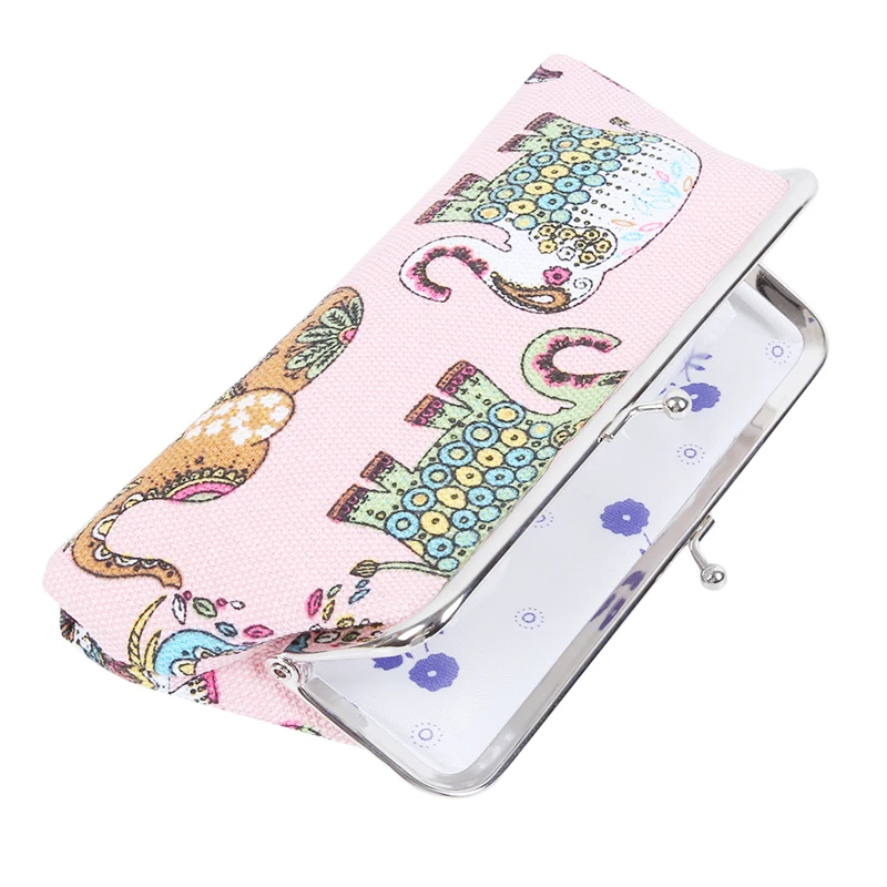 Длинный Мини Женский кошелек с принтом слонов из мультфильма винтажная сумка для