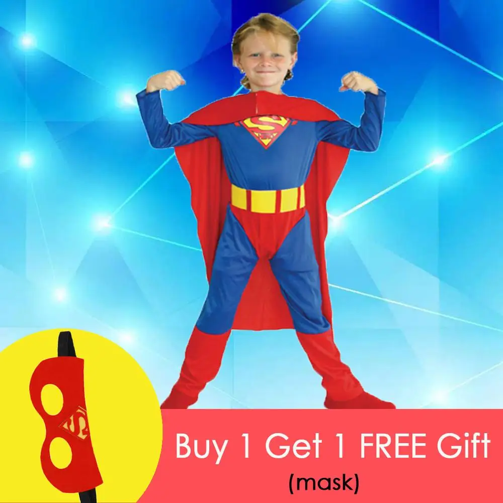 Детские Костюмы супергероев СУПЕРМЕНА для мальчиков косплей Хэллоуин Пурим