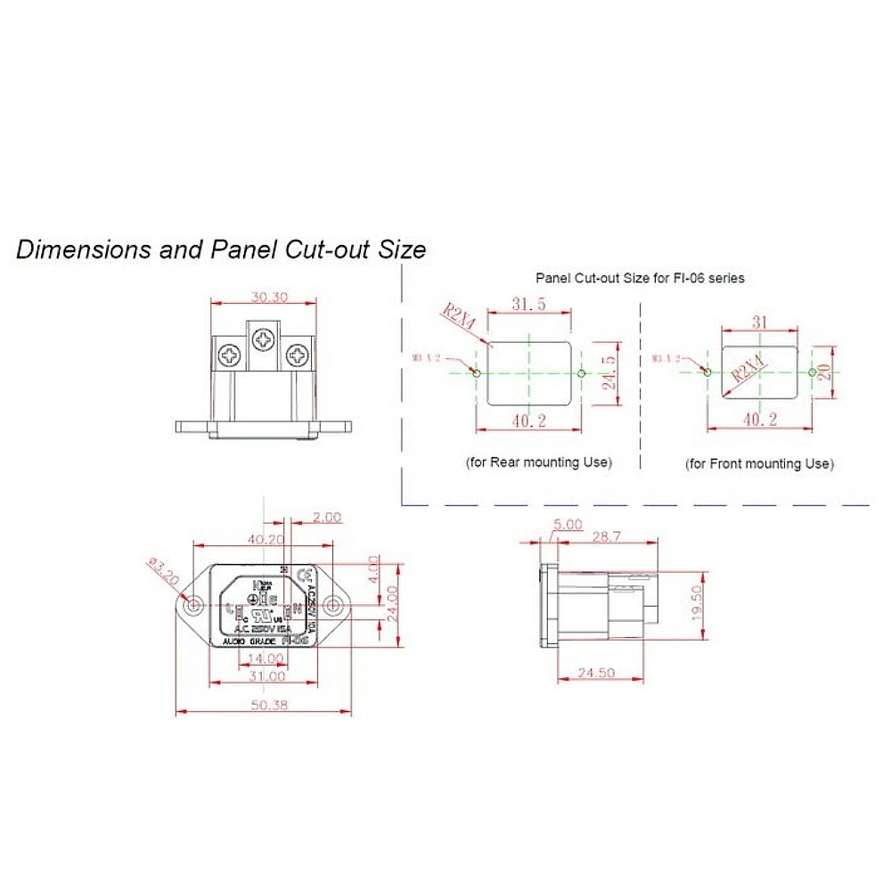 FURUTECH FI-06(G) Чистый медный фильтр IEC для входной розетки переменного тока Hi-Fi с
