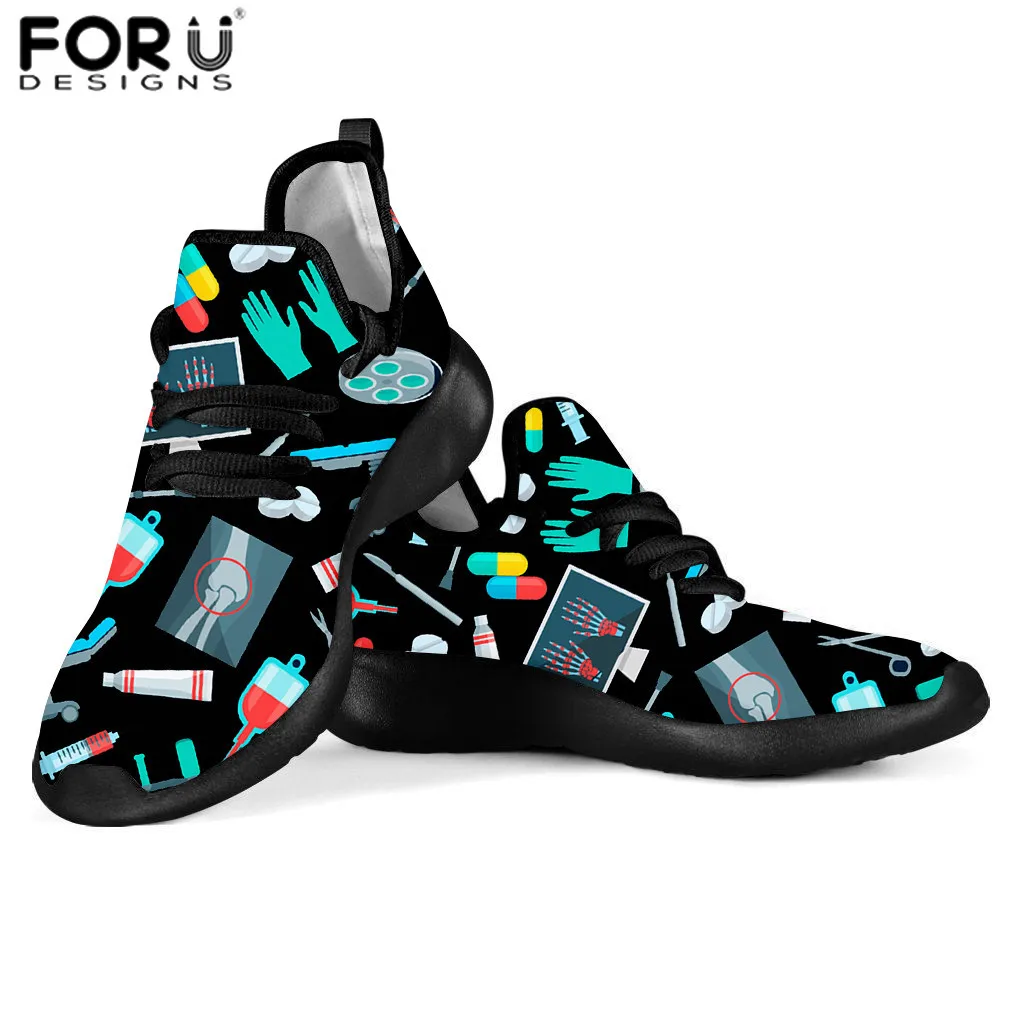 FORUDESIGNS/Женские повседневные кроссовки; Милые медицинские инструменты; стоматологический принт; женская трикотажная обувь на платформе; Черная пятница; scarpe donna - Цвет: HMF794Z60