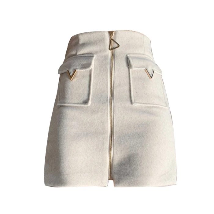 

female qiu dong outfit mink han edition of tall waist skirt zipper show a word skirt thin package buttocks short skirt