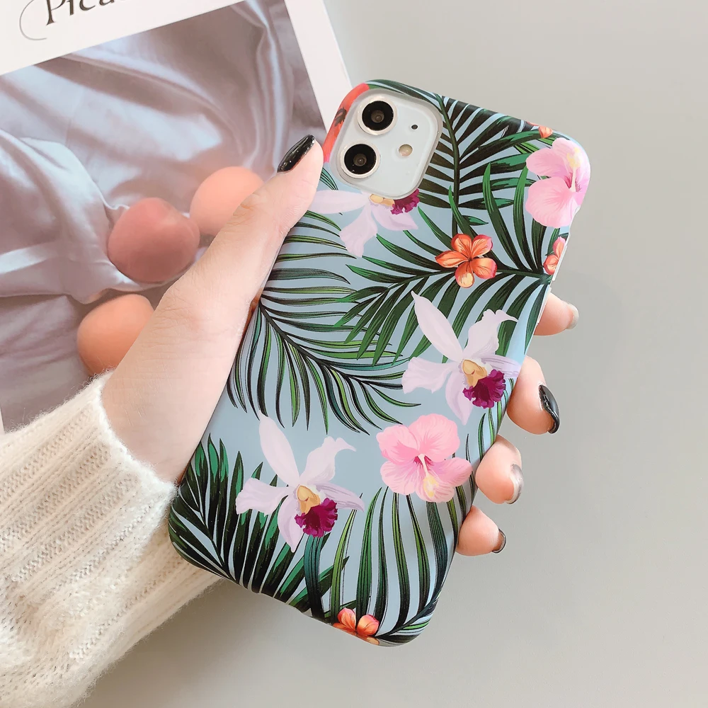 LOVECOM Vintage Flowers &amp Banana Leaf Phone Case For iPhone 11 Pro Max XR XS 6 6S 7 8 Plus X Soft IMD Back Cover Coque | Мобильные