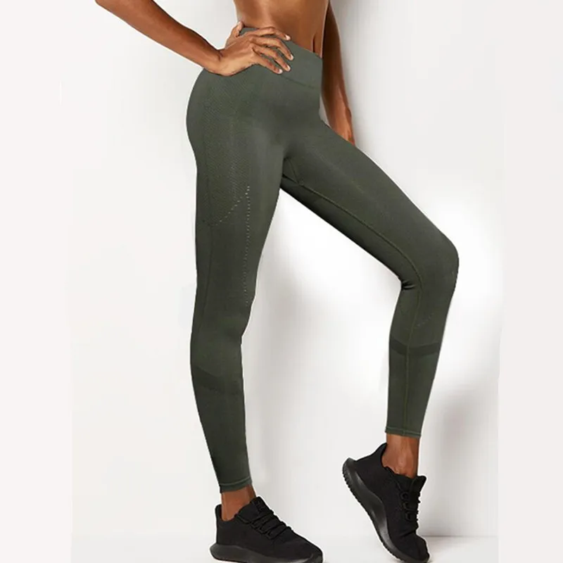 Женские Бесшовные Леггинсы CretKoav с высокой талией для йоги Нескользящие фитнеса