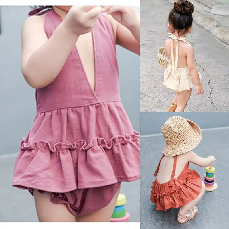 Комбинезон для новорожденных девочек боди платье пачка одежда из хлопка и льна