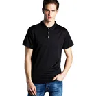 Мужская Однотонная рубашка-поло из полиэстера, с коротким рукавом и круглым вырезом