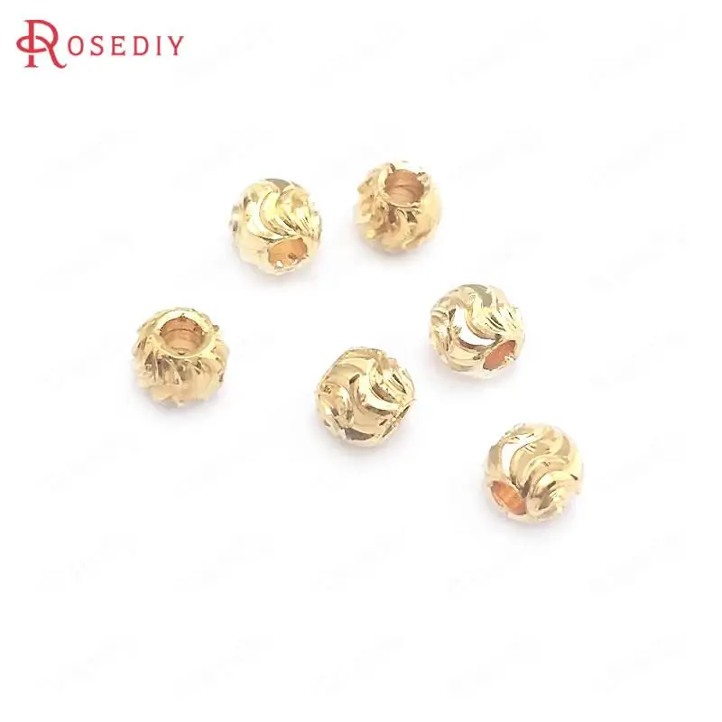 

(40390)30PCS 3.8MM 24K Gold Color Brass Round Ball Necklaces Bracelets Spacer Beads Jewelry Making Supplies Diy Accessories