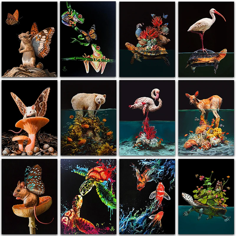 Набор для алмазной вышивки 5D вышивка в виде темных животных фламинго рыбы оленя