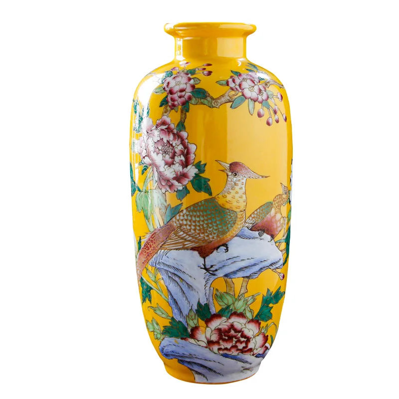 

Старинные искусственные китайские фарфоровые вазы с цветами и птицами, предметы интерьера для дома, фарфоровая ваза
