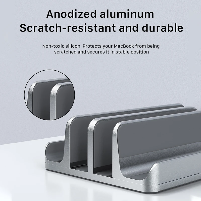 Фото CABLETIME Vertical Laptop Stand Aluminum Notebook Stand For MacBook Air Pro iPad HP Dell phone Dual Laptop Tablet Hold №2