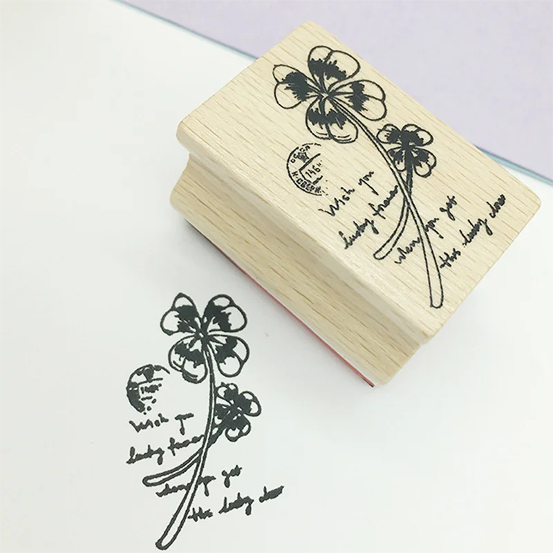 Шаблон винтажное растение цветок деревянный Резиновый Штамп Дети DIY Скрапбукинг