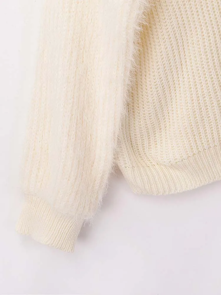 

yinlinhe Winter Blue O neck Sweater Women Long Sleeve Hairy Tassel Autumn Warm Pullovers Women Casual Knitted Jumpers 1236