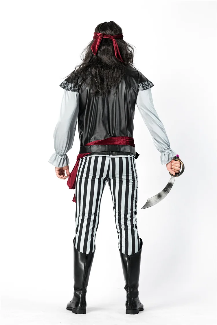 Jack Sparrow Pirate Costume Adult Cosplay Fancy Dress Carnival Captain Pirates Caribbean Halloween Party For Mens | Тематическая