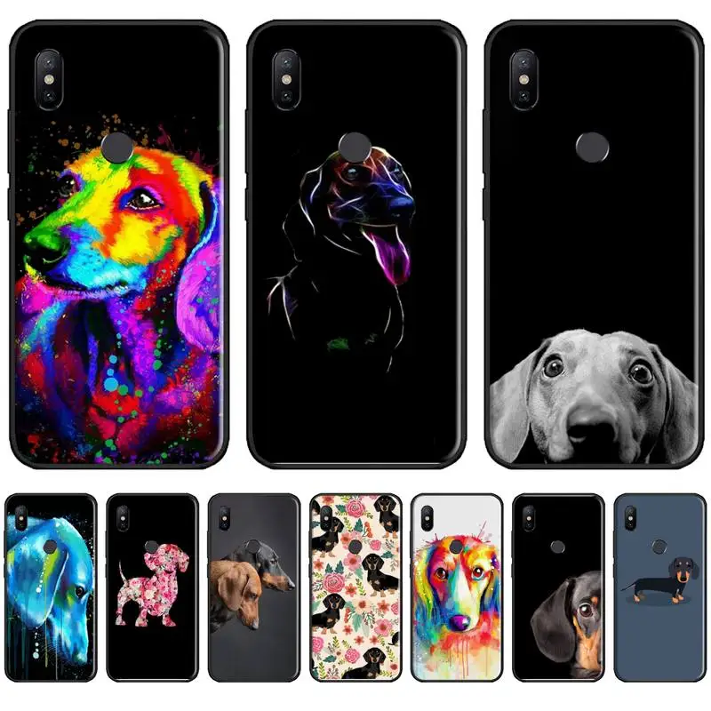 

Dachshund Silhouette Dog Phone Case For Xiaomi Redmi 7 9t 9se k20 mi8 max3 lite 9 note 8 9s 10 pro Soft Silicone Shell Cover