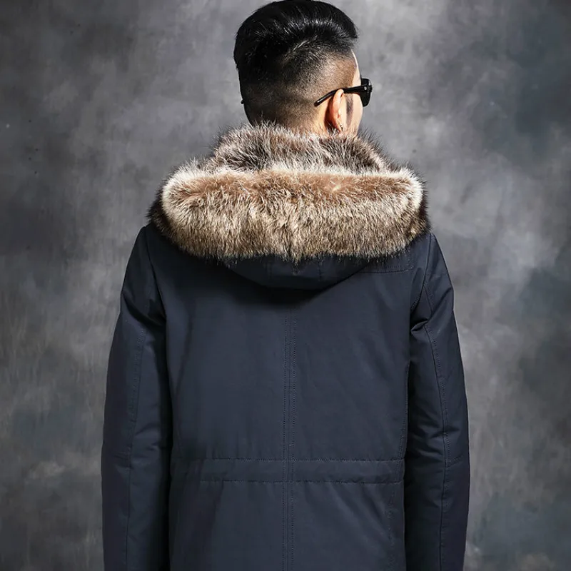 

Coat Natural Rabbit Real Liner Parka Winter Jacket Men Raccoon Fur Collar Warm Parkas Plus Size L28-2422 YY455