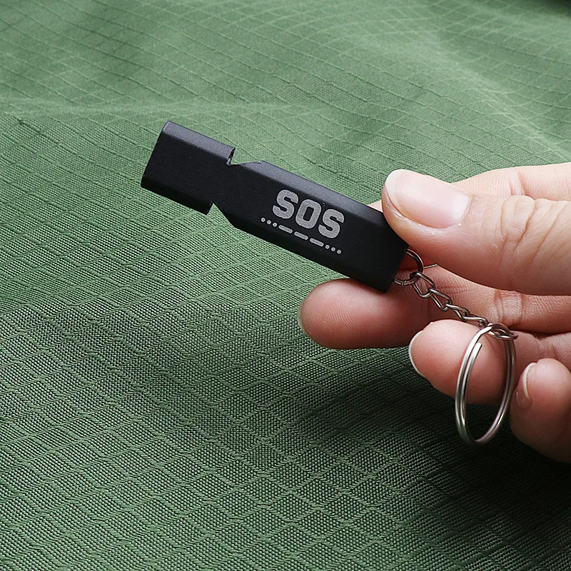 

Outdoor Survival Whistle High Decibel Double Pipe Whistle Aluminum Safety Keychain Multifunction Tools