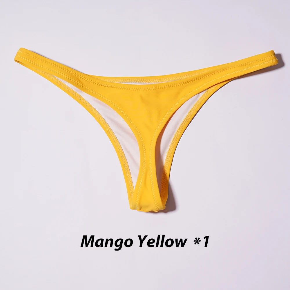 Mango Yellow Распродажа Lunamy сексуальные купальники, бикини Для женщин дна однотонный Цвет бикини Трусы-стринги бразильские купальные трусики - Цвет: Mango Yellow