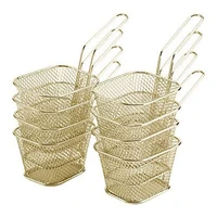 8 pcs mini food strainer basketfor chipsonion ringssquare stainless steel chip fryer basketfrying accessories