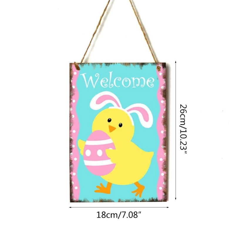 

Happy Easter Greeting Hanging Wood Sign Vintage Door Signs for Easter Party Home