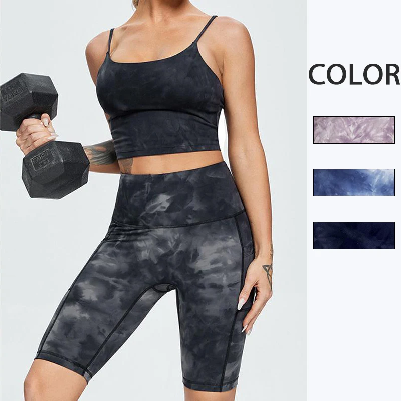 

Tie Dyeing Sportswear Two Piece Set Gym Clothing Workout Clothes Tracksuit Gym Set High Waist Sport Outfit Yoga Fitness Suit