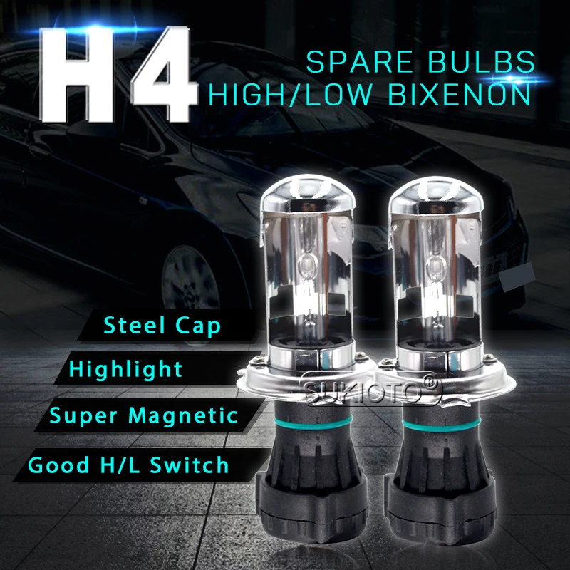 SUKIOTO AC 12V Bixenon H4 HID Xenon Bulbs 35W 55W H4-3 Hi/Lo Beam Headlight Replacement Bulb 4300K 5000K 6000K 8000K | Автомобили и