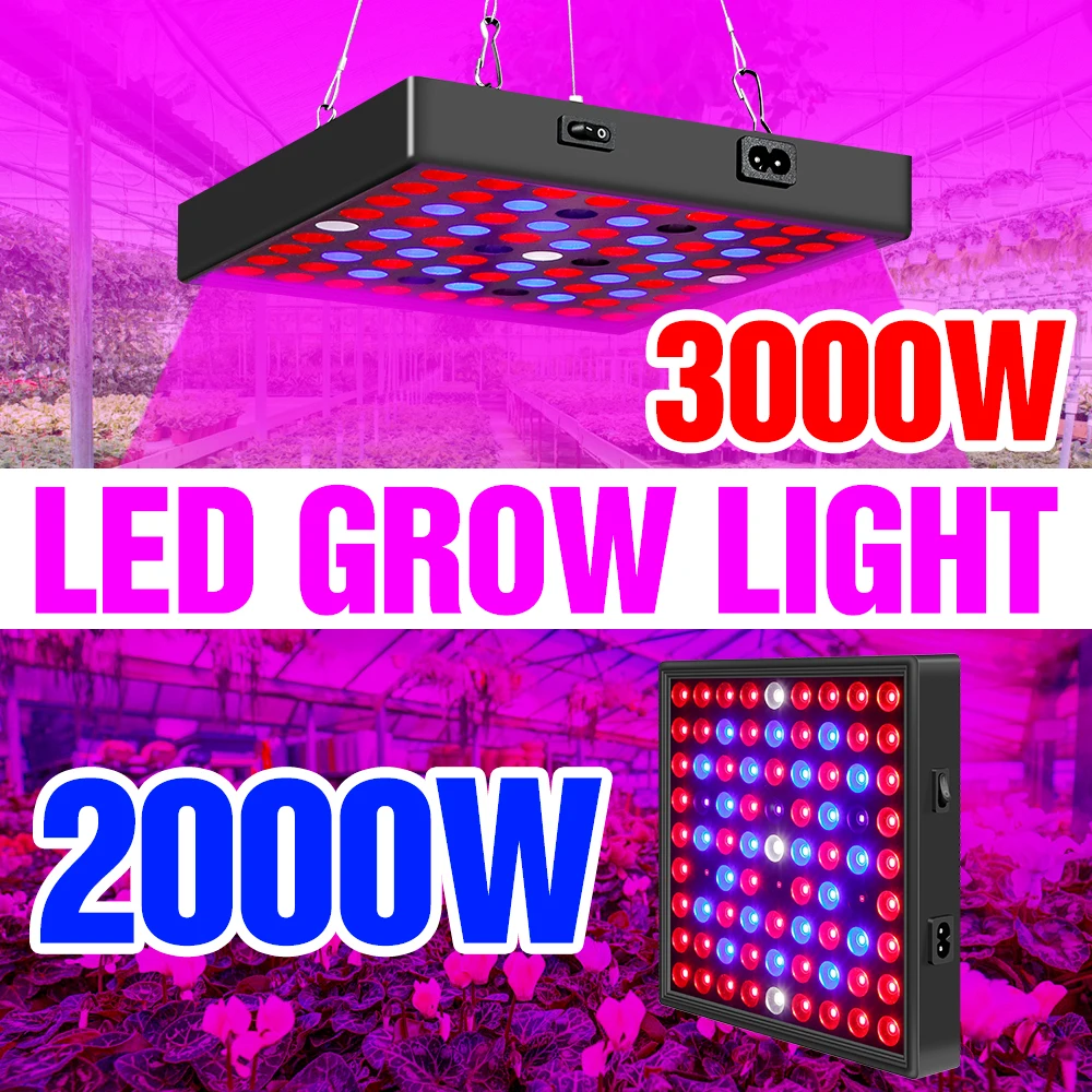 

220V Grow Lamp Full Spectrum LED Plant Light 110V Fito Lamp 2000W 3000W Greenhouse Hydroponic Bulb For Seed Growth Tent Lighting
