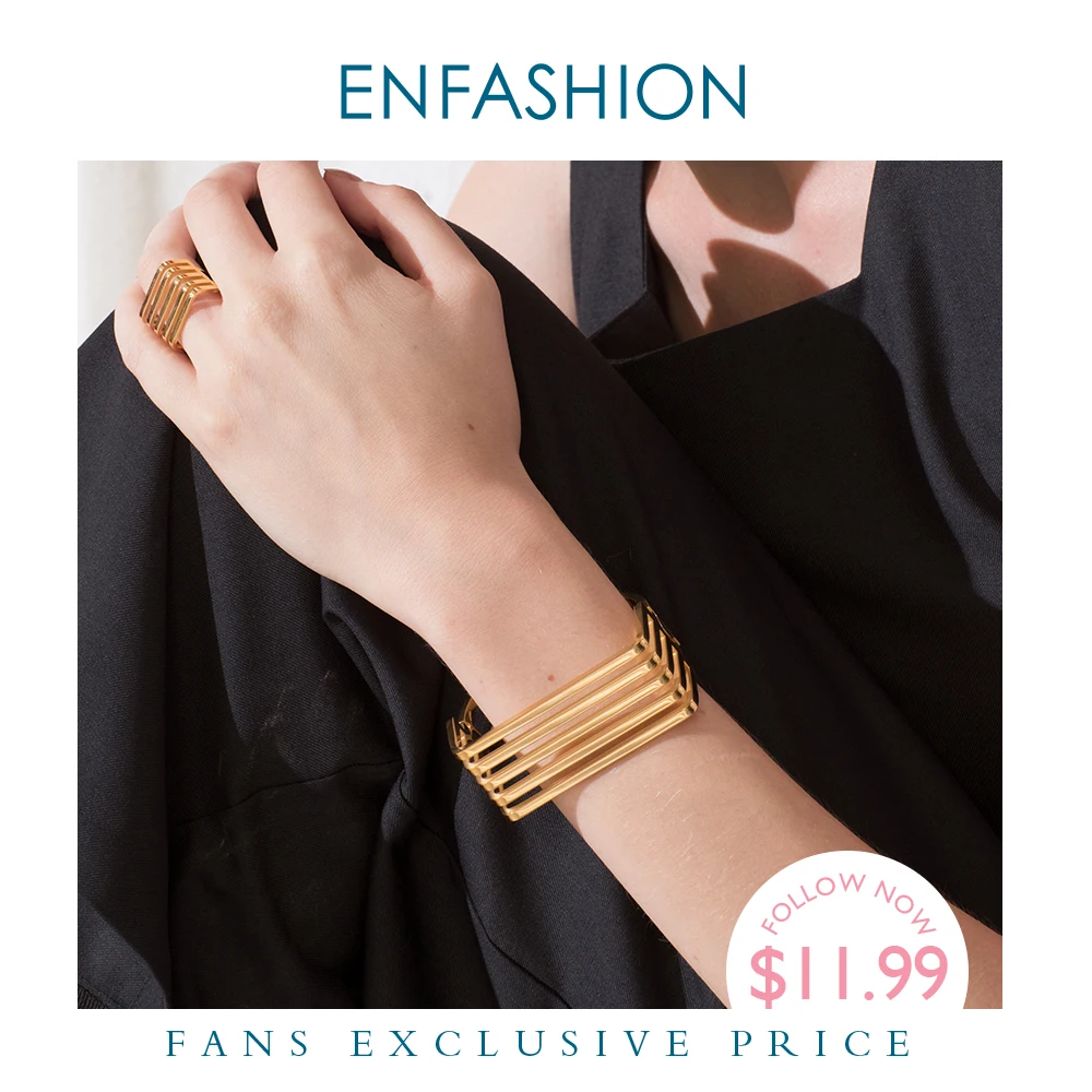 ENFASHION панк многослойный браслет с несколькими рядами из нержавеющей стали