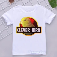 jurassic clever bird graphic print t shirt girlsboys funny cockatiel parrot kids clothes harajuku kawaii childrens clothing