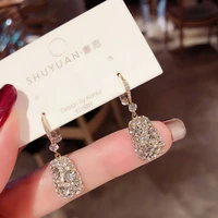 oliraft 2021 hollow sector crystal drop earrings for women geometric elegant rhinestone earrings weddings engagement jewelry